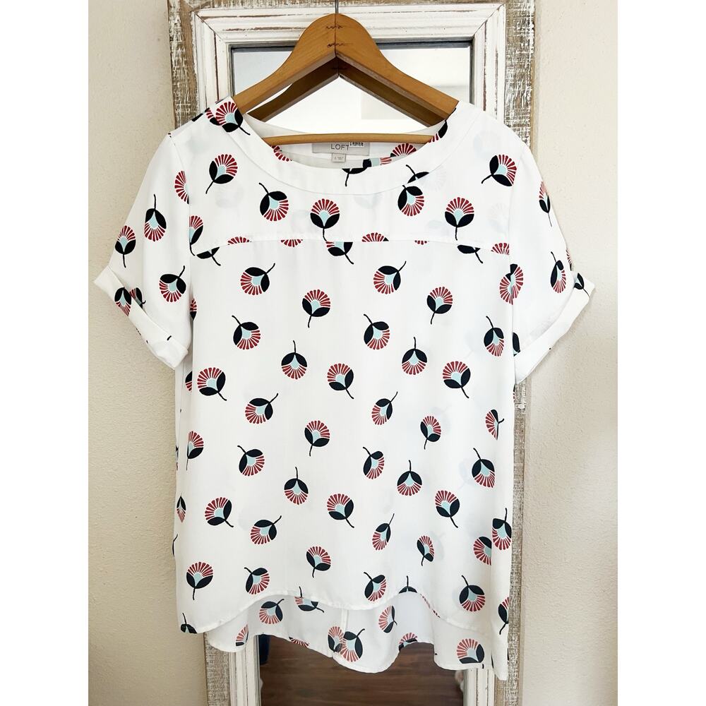 Ann Taylor LOFT Abstract Dandelion Print Small Blouse